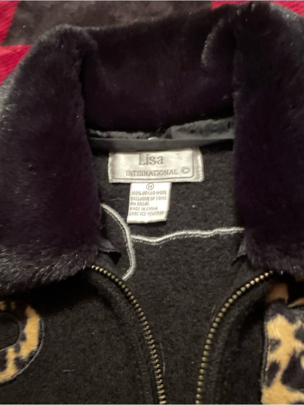 Lisa International Black Wool Vest with Leopard Appliqué - Picture 6 of 11